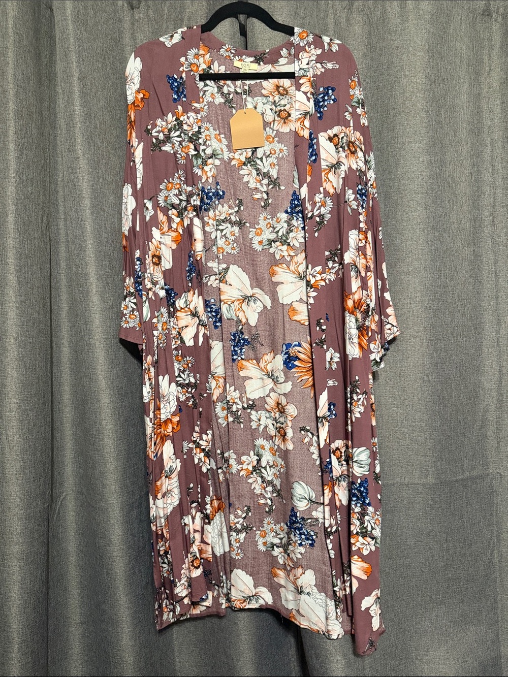 Kori Mauve Floral Open-Front Kimono
